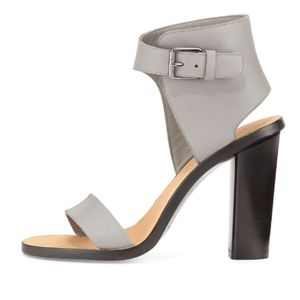 VINCE ] Gray Leather Ankle-Cuff Nicole Heels